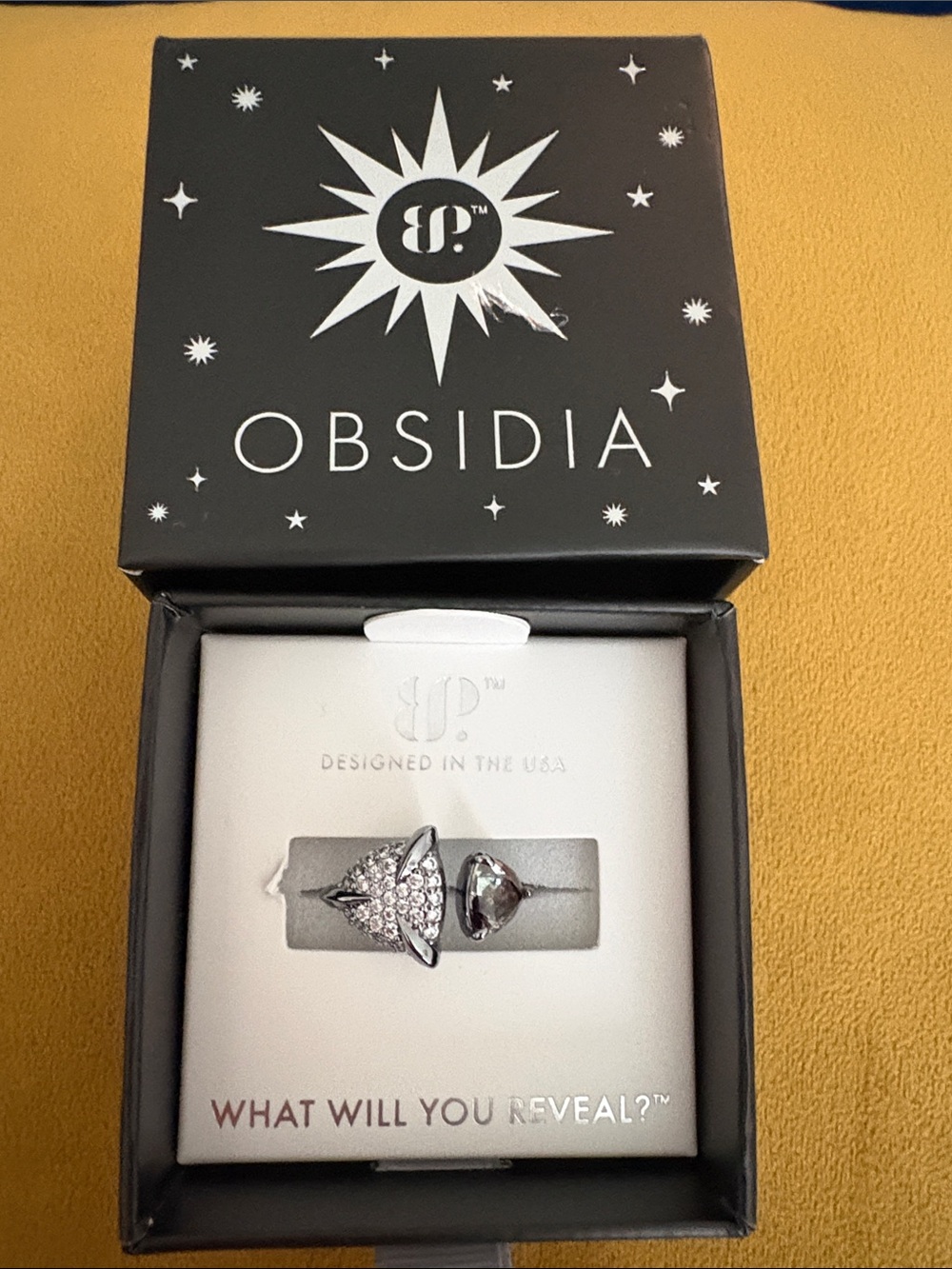 Obsidia Silver Arrow & Teardrop Ring in Silver